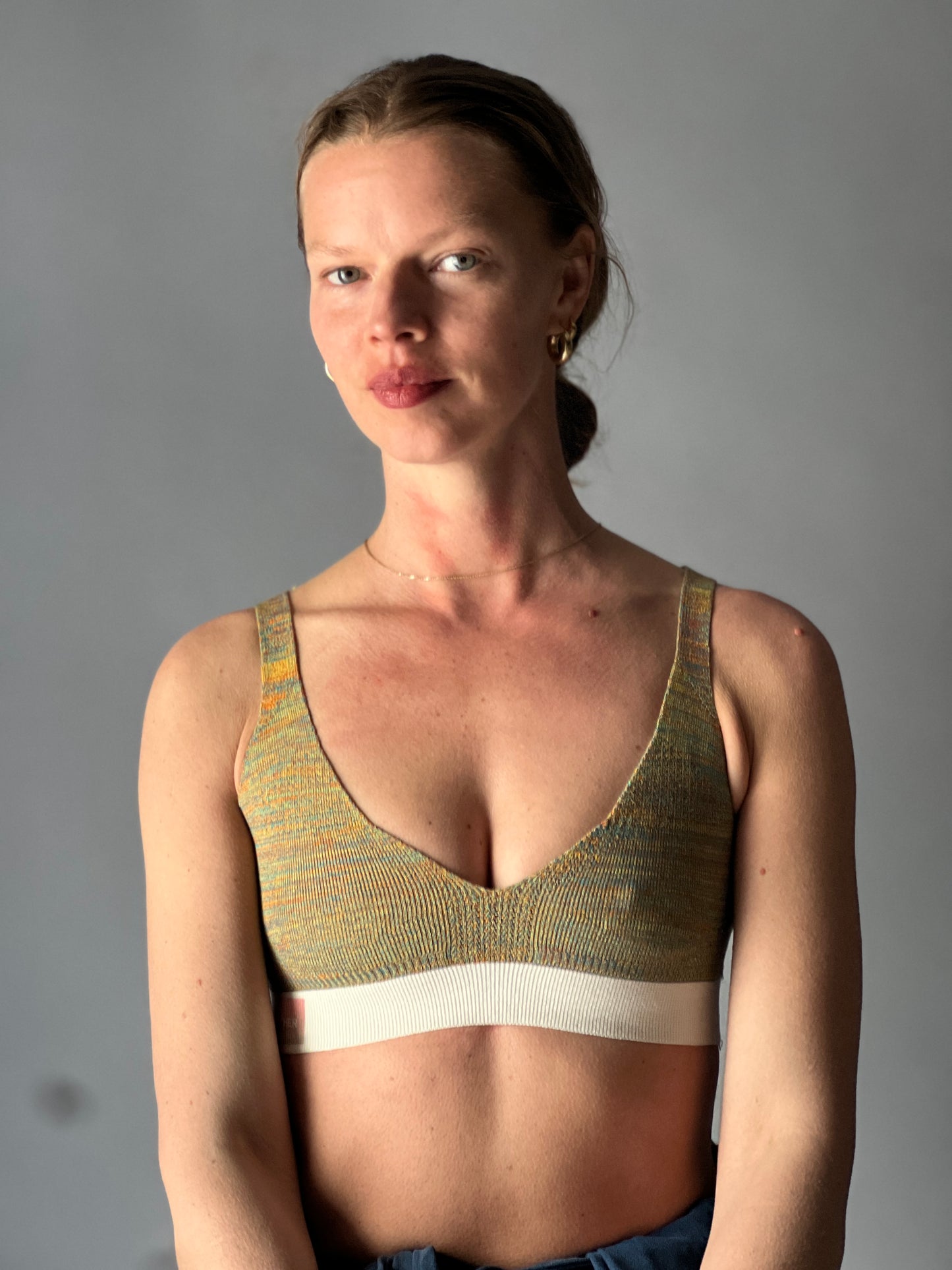 &HER electric jaspe bralette v neck front view