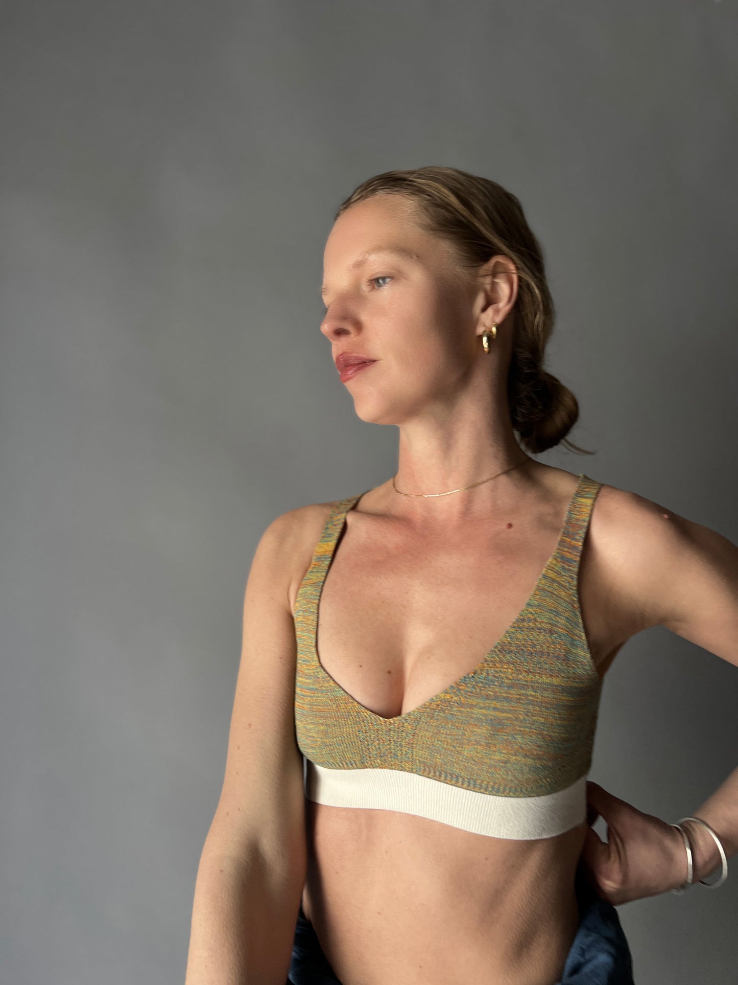 &HER electric jaspe bralette v neck front view