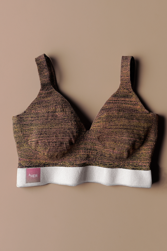 &HER citrine v crew neck bralette crop with hemp