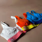 &HER color block bralette collection in neon colors cream, safety orange and LED blue