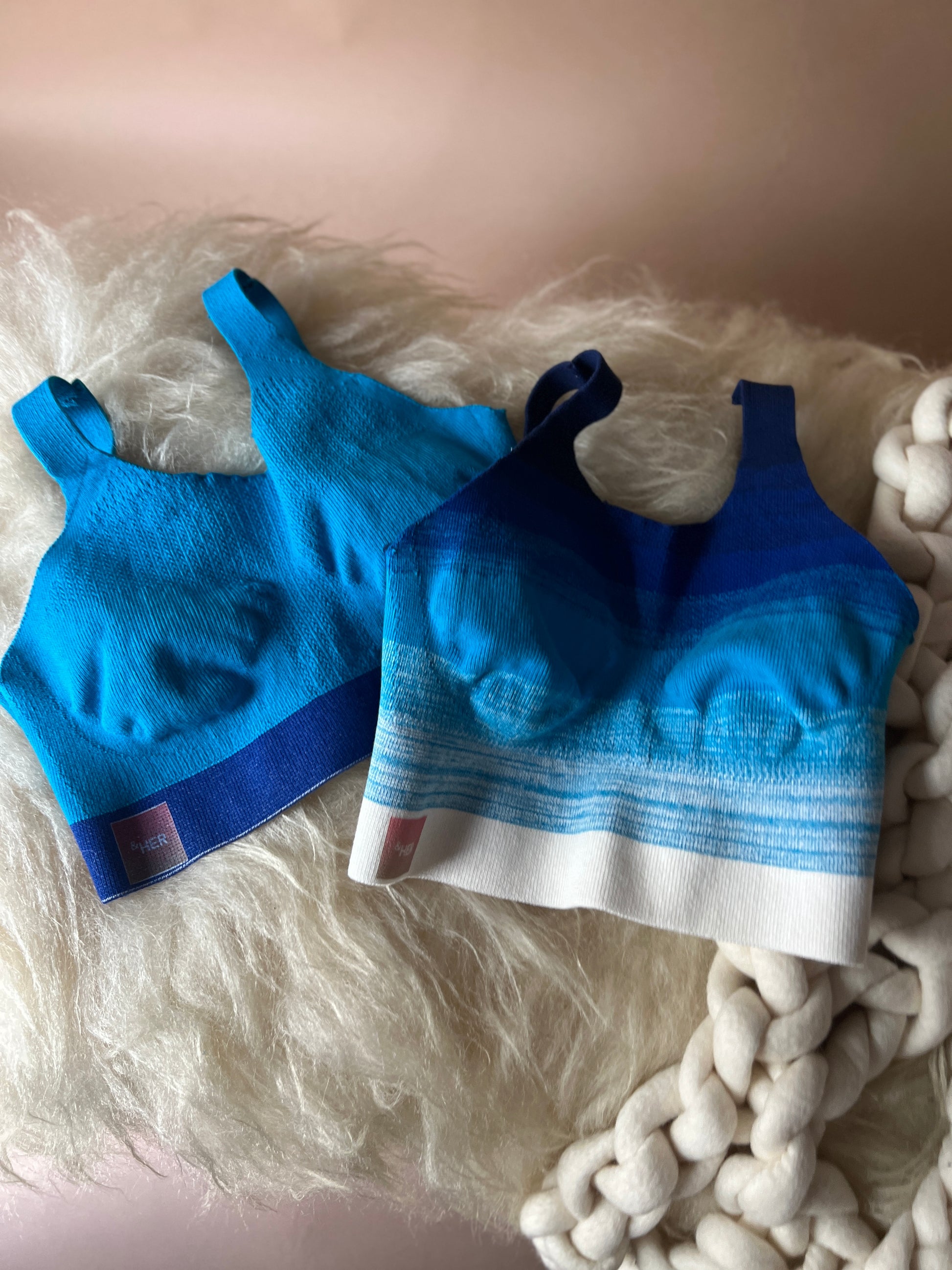 &HER gratitude ombre crew neck bra with LED color black bralette.