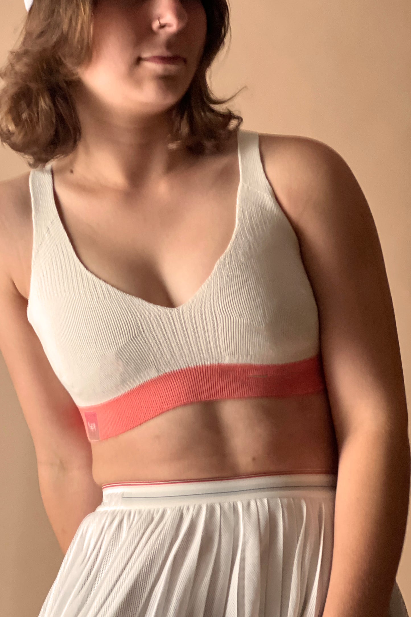 &HER color block bralette collection in cream.