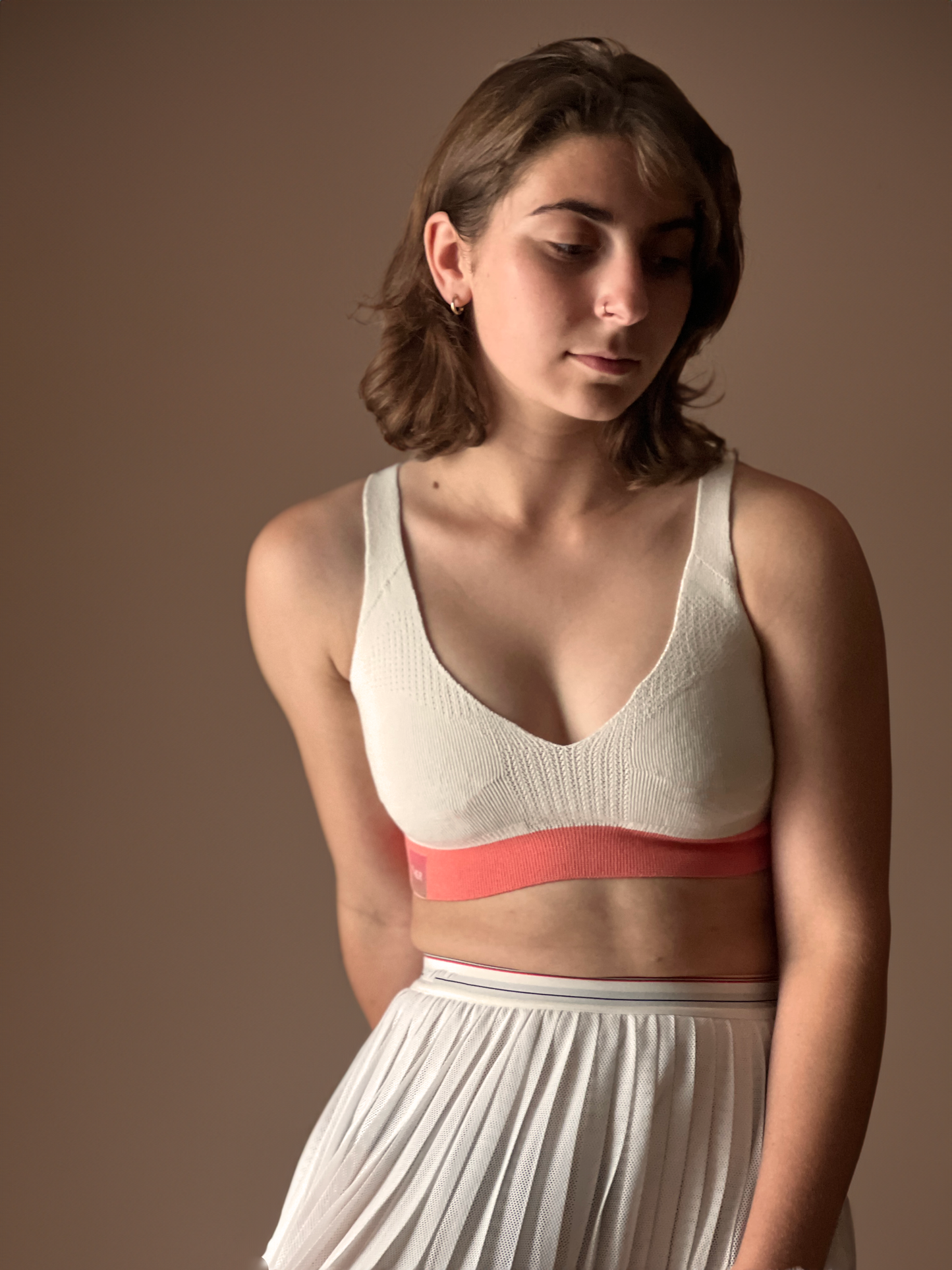 &HER color block bralette collection in cream.