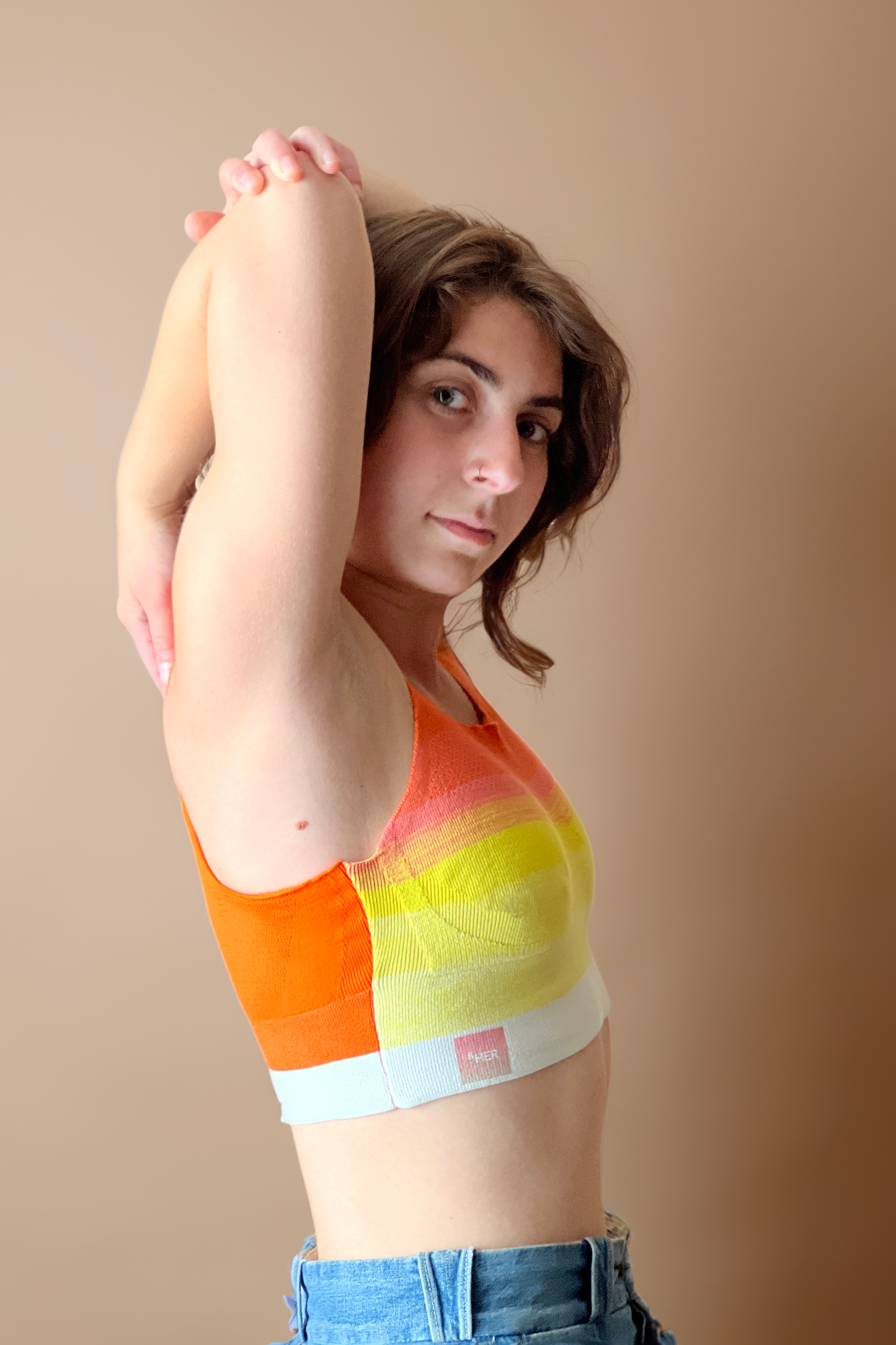 &HER compassion ombre bra in crew neck crop. yoga bra