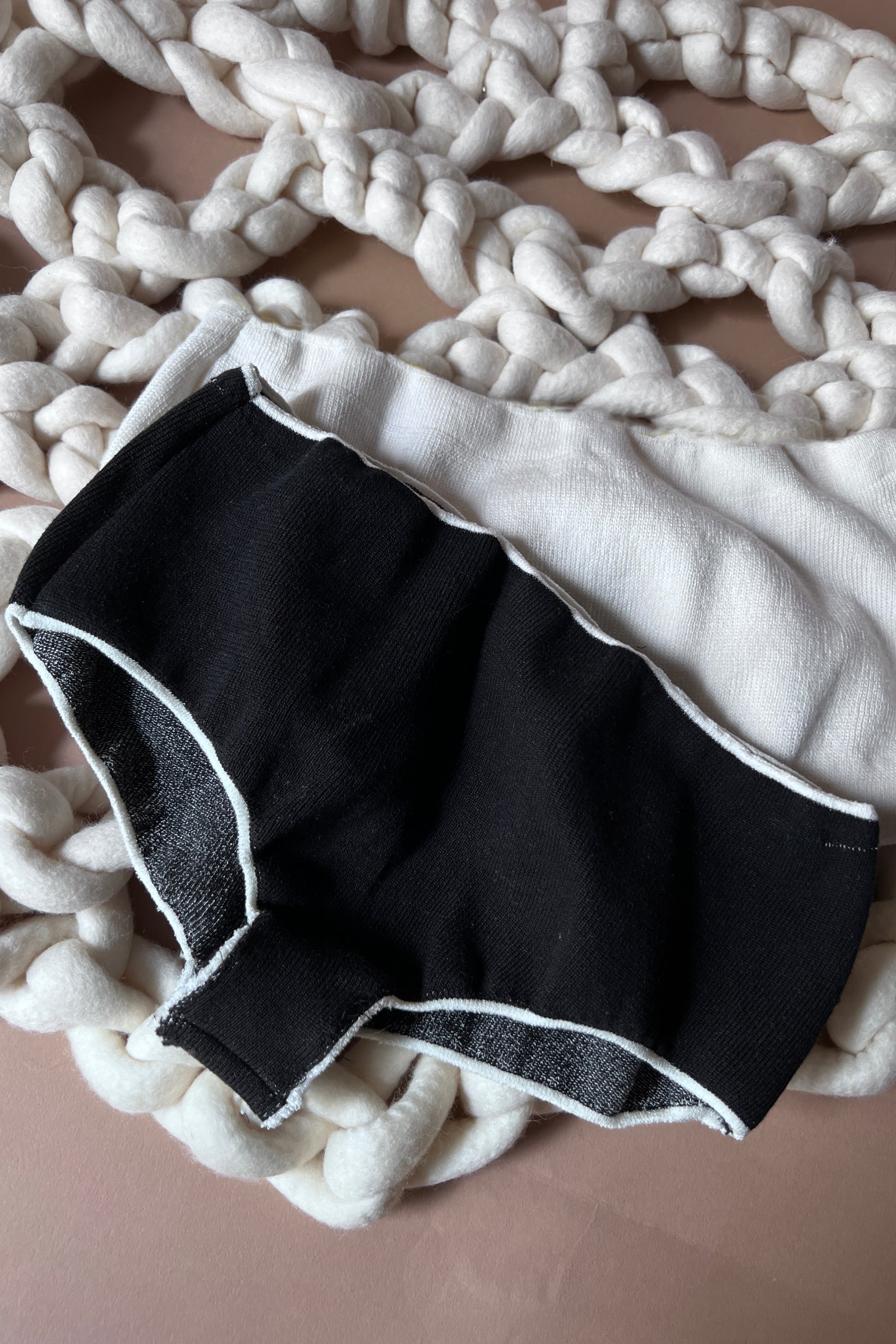 &HER elemental black and cream panty set