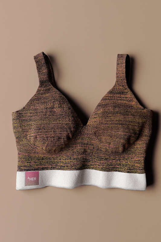 &HER citrine v neck  crop bra with hemp