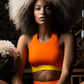 &HER safety orange on a  woman of color interpreted by AI