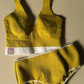 &HER Hemp collection in sulfur gold V neck crop bra with panty