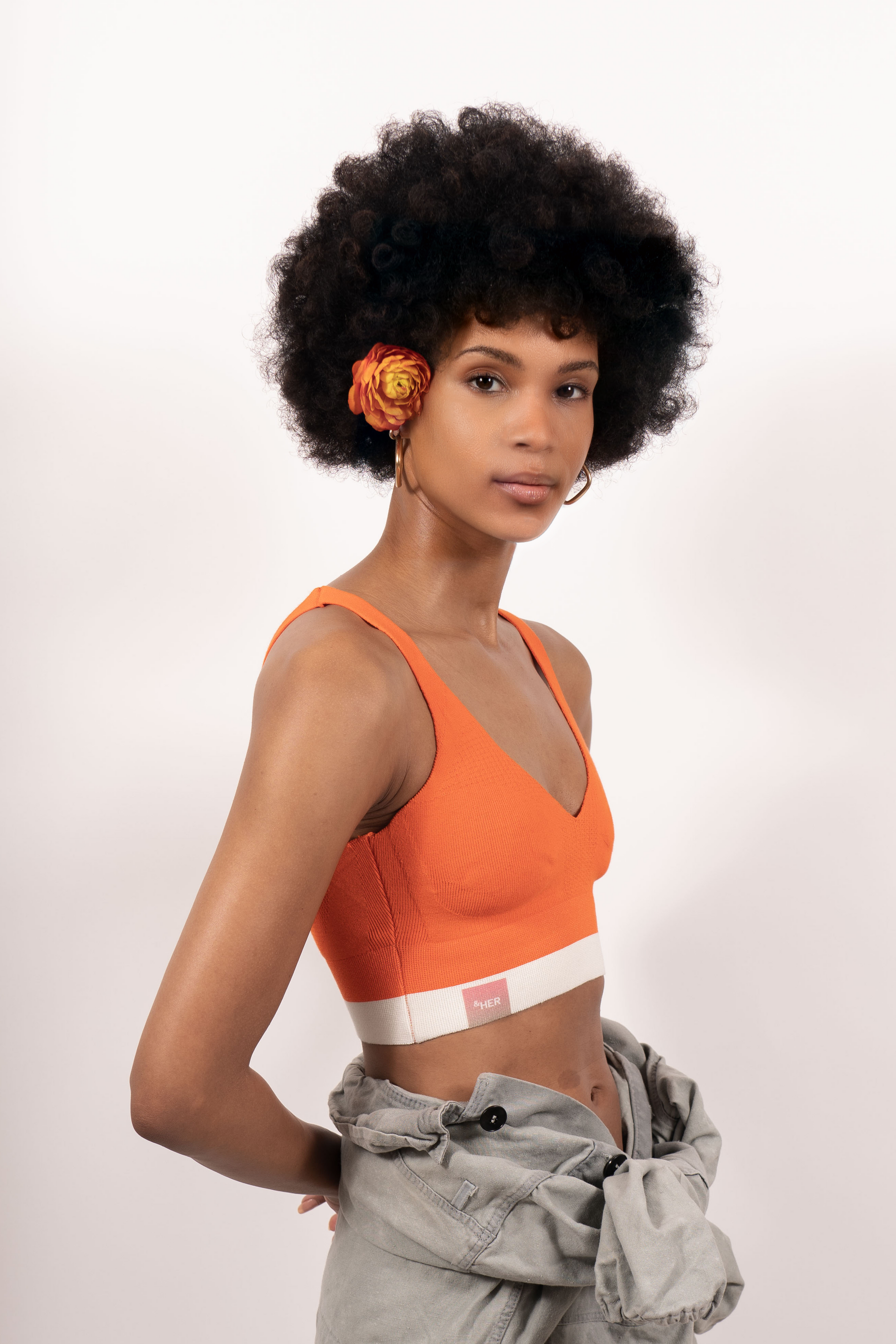 Safety Orange Crop Bra - Customizable 3D bra designed for your