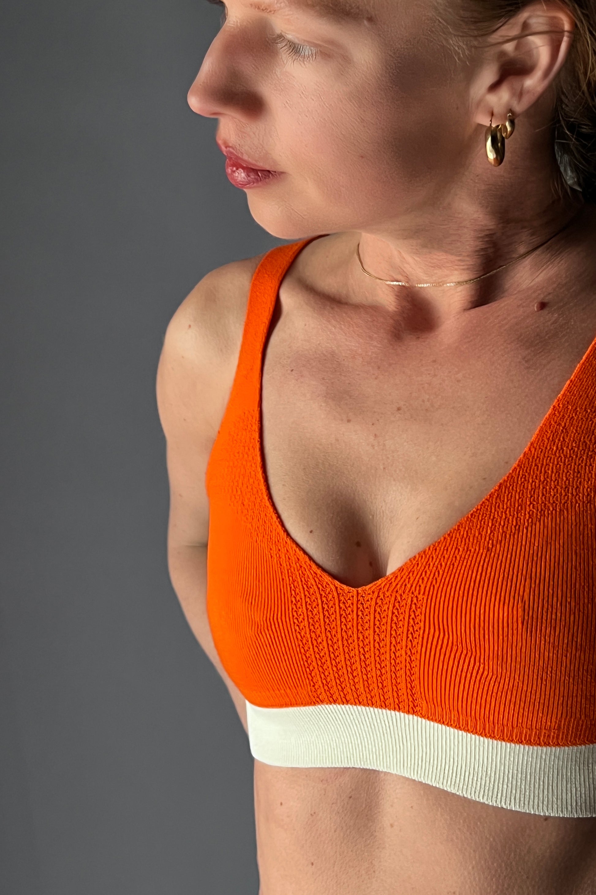 &HER safety orange V neck bralette
