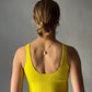 &HER electric yellow v neck long line tank bra back view