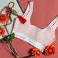 &Her customized bra in Blush with Goddess print.  This bra is customized, tailor made, and personalized.