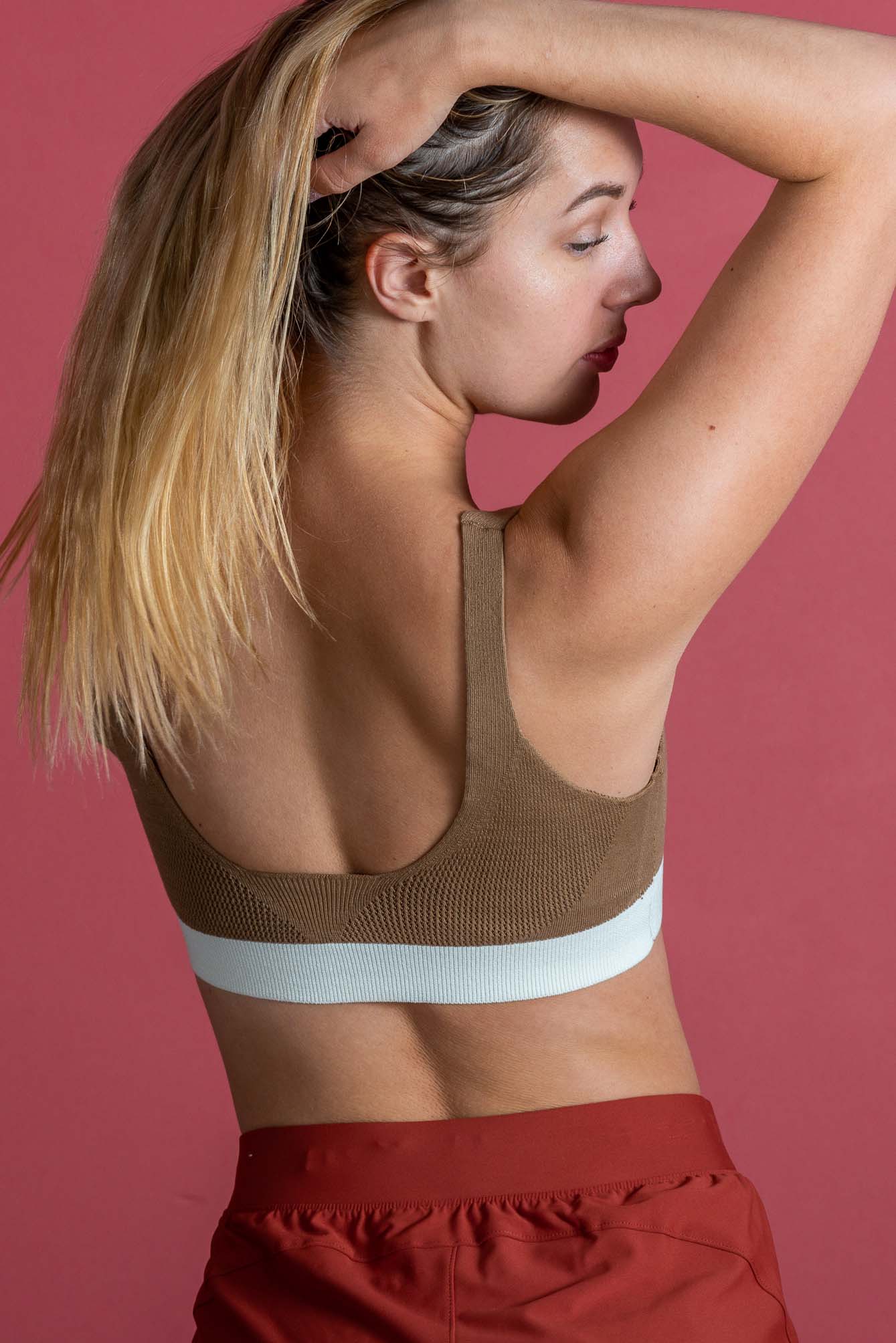 Nude Caramel Ribbed Seamless Crop Top Bra