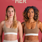 &HER caramel  and latte crew neck yoga bra