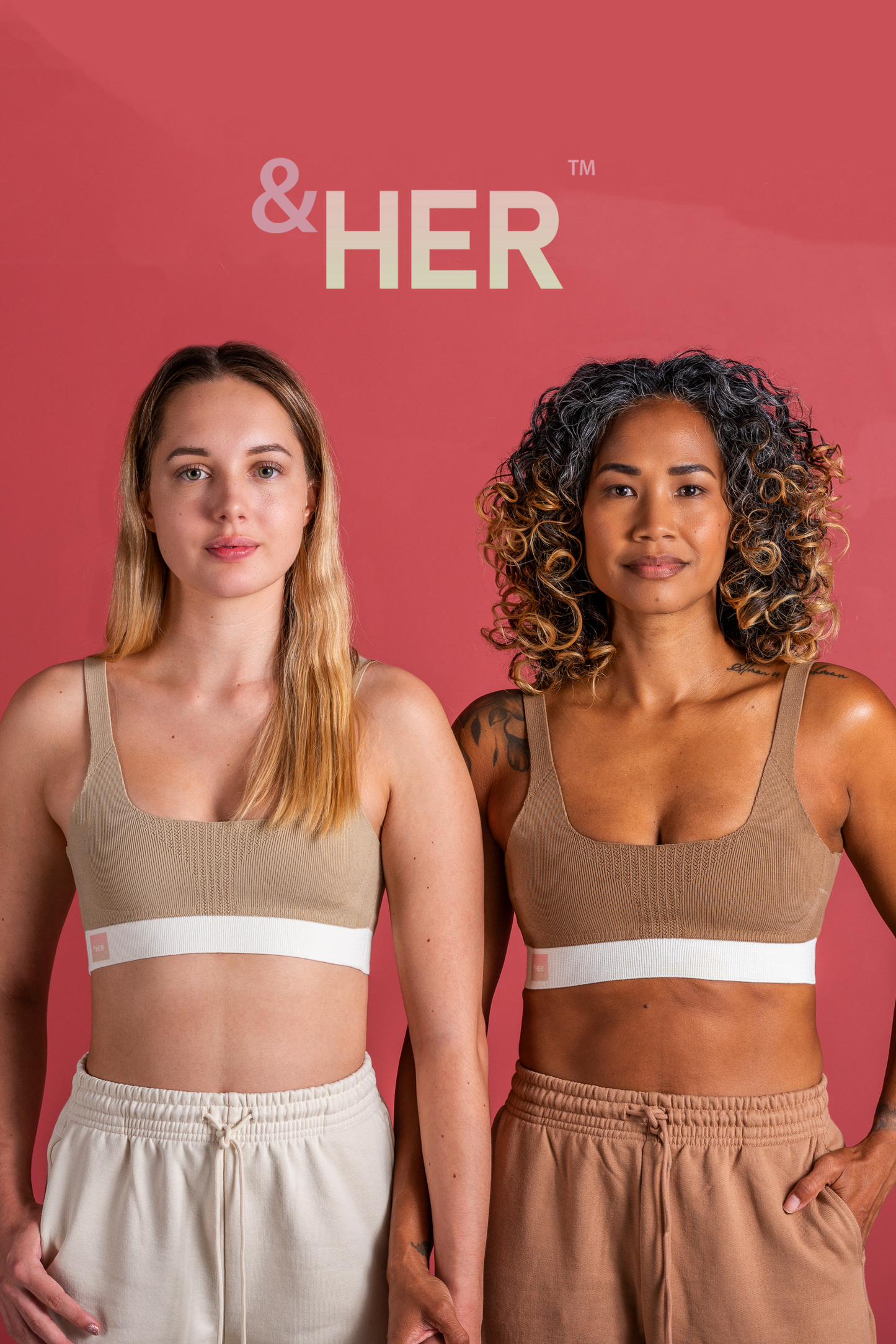 &HER latte and caramel bralette in crew neck