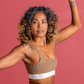 &HER caramel crew neck yoga bra