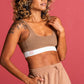 &HER caramel crew neck yoga bra